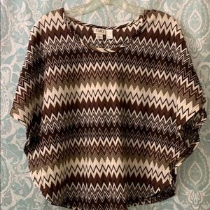 Cato brown/tan/cream colored poncho top